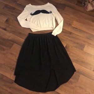 Black skirt with side zipper.  Forever 21 -